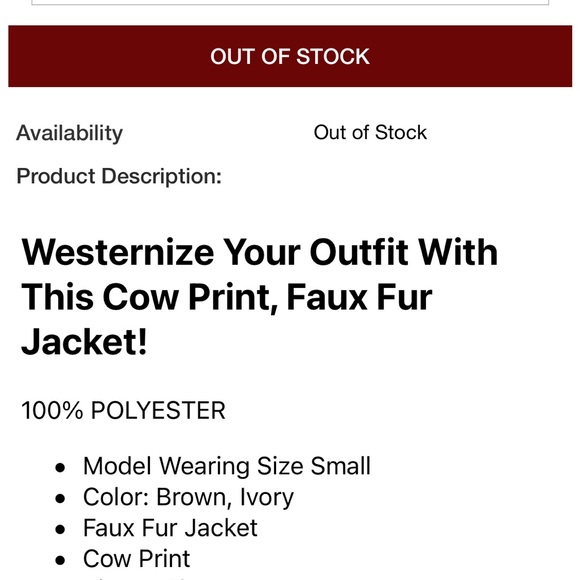 faux fur cowhide coat - Picture 3 of 3